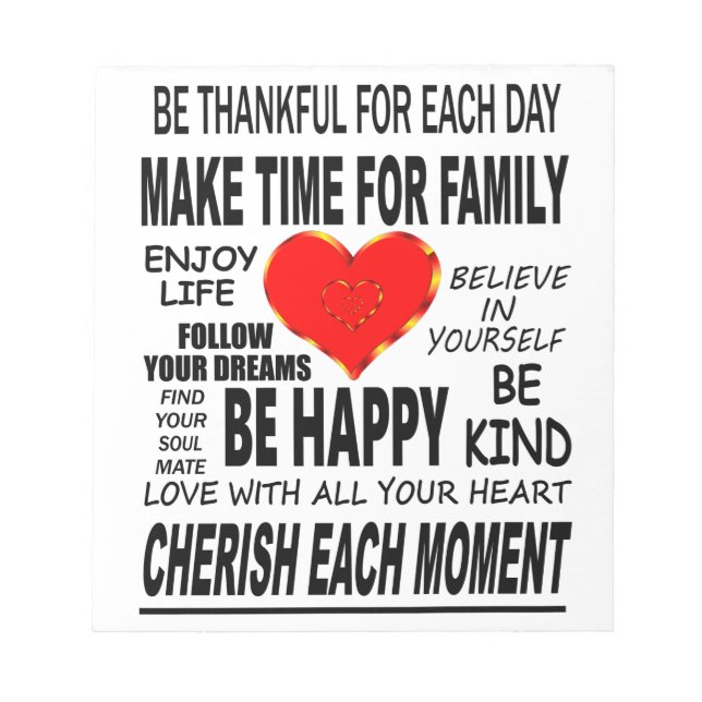 Bloc-note Mots Inspirants À Vivre Par (Devant)