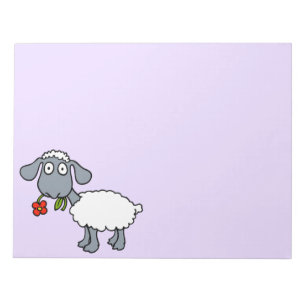 Bloc-note Mouton blanc mignon agneau à la fleur rouge
