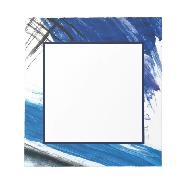 Bloc-note Moyens mixtes aquarelle bleu abstrait artistique (Devant)