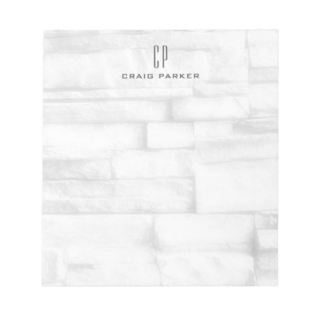 Bloc-note Mur Moderne Monogramme Professionnel Simple (Devant)