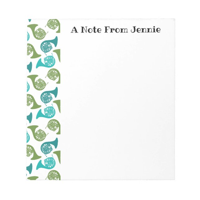 Bloc-note Musique Cadeau Personnalisée de French Horn Player (Devant)