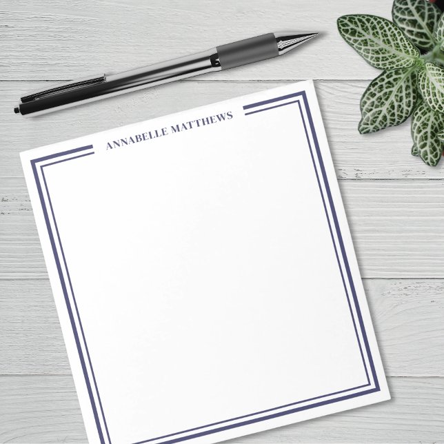 Bloc-note Navy Blue Minimalist Monogram (Navy Blue Minimalist Monogram Notepad)