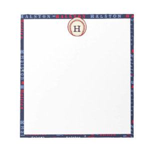 Bloc-note Navy Blue Monogram Nom Cadeaux Enfants garçons bas