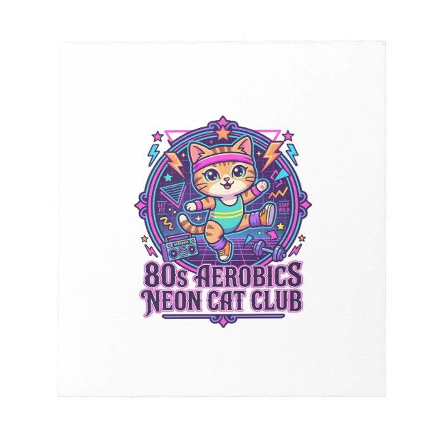 Bloc-note Néon de chat d'aérobic des années 80 - Conception  (Devant)