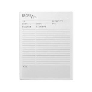 Bloc-note Nettoyer + Simple Recette détaillée Pages dans le 