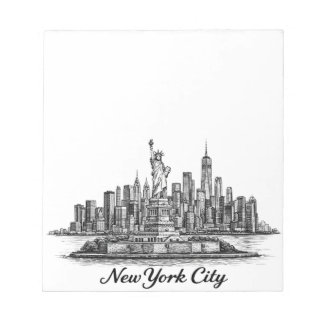 Bloc-note New York City Skyline Line Art Illustration