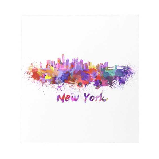 Bloc-note New York skyline in watercolor (Devant)
