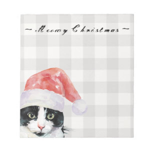 Bloc-note Noël Chat voeux Meowy Noël Buffalo Plaid