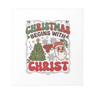 Bloc-note Noël Commence Christ Père Noël Arbre Flocon de Nei