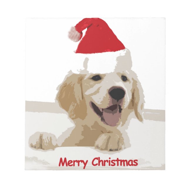 Bloc-note Noël de Golden Retriever avec Santa Hat (Devant)