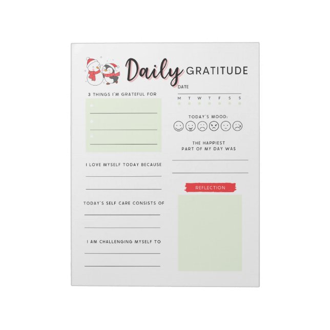 Bloc-note Noël de la gratitude quotidienne (Tourné)