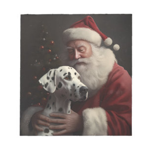 Bloc-note Noël festif Dalmatien avec le Père Noël