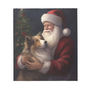 Bloc-note Noël festif de Shetland Sheepdog Père Noël