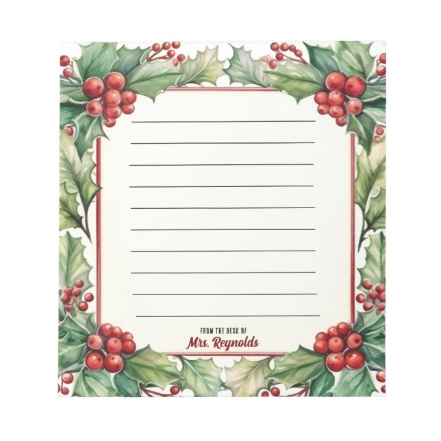 Bloc-note Noël personnalisé du bureau du nom (Devant)
