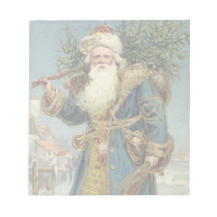 Bloc-note Noël vintage, Père Noël victorien avec arbre