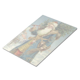 Bloc-note Noël vintage, Père Noël victorien avec arbre