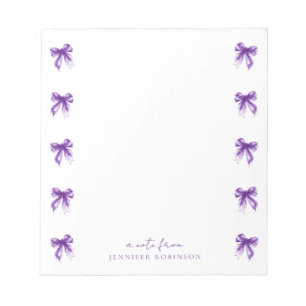 Bloc-note Nœuds Coquette Tendance Violet avec nom