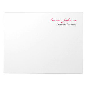 Bloc-note Noir Blanc Rose Élégant Moderne Simple Grand