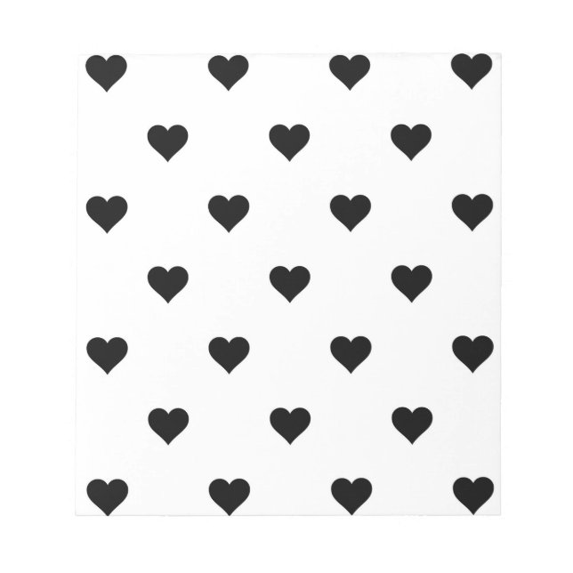 Bloc-note Noir et blanc mignon Motif de coeur simple (Devant)