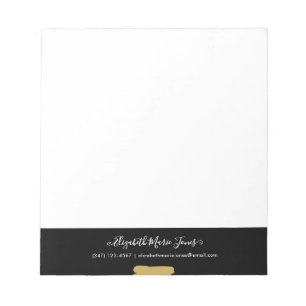 Bloc-note Noir moderne Fille d'or Nom de script Professionne