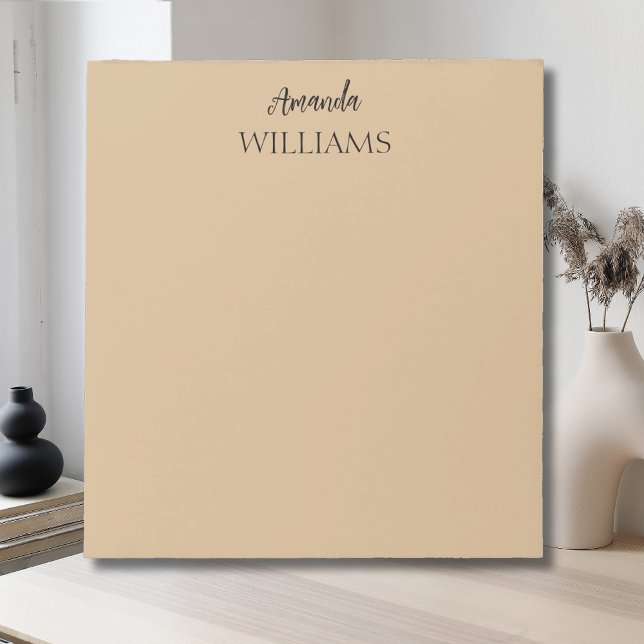 Bloc-note Noir tendance Elegant Prénom | Tan Brown (Créateur téléchargé)