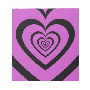 Bloc-note Noir violet Hypnotique Motif d'amour du coeur