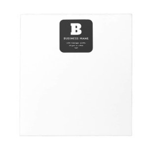 Bloc-note Nom commercial modifiable et Slogan Noir & Blanc