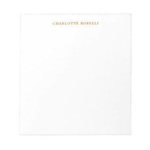 Bloc-note Nom de couleur d'or minimaliste classique professi