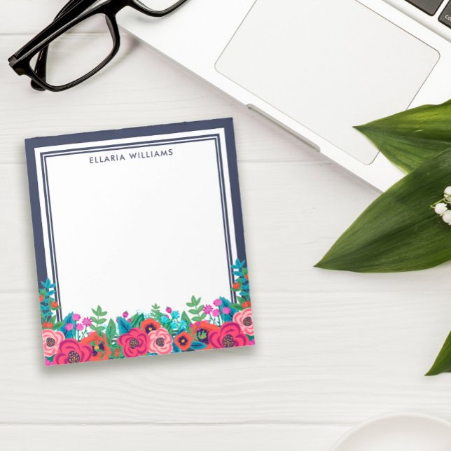 Bloc-note Nom de l'arrangement floral de Boho vibrant (Créateur téléchargé)