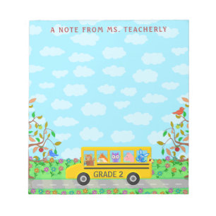 Bloc-note Nom de l'enseignant Cute Classe Animaux dans le bu