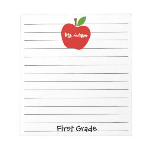 Bloc-note Nom de l'enseignant et pomme de qualité