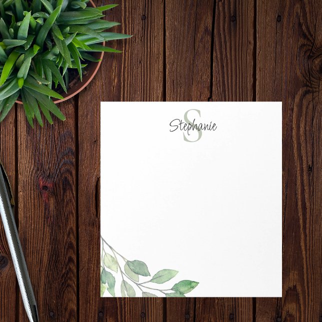 Bloc-note Nom de monogramme personnalisé Aquarelle (Créateur téléchargé)