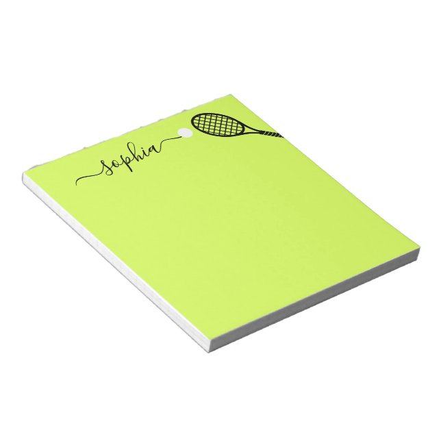 Bloc-note Nom de script personnalisé Modern Green Tennis  (Incliné)