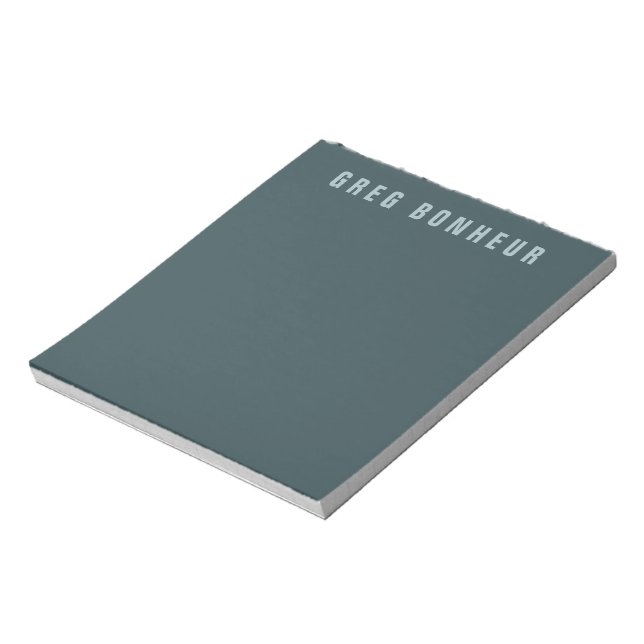 Bloc-note Nom de style moderne | Bleu gris (Tourné)