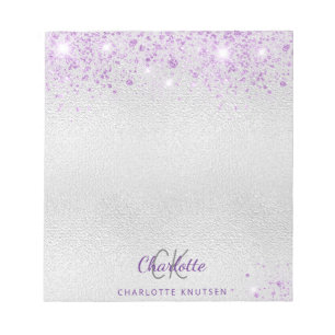 Bloc-note Nom du monogramme de la parties scintillant de lav