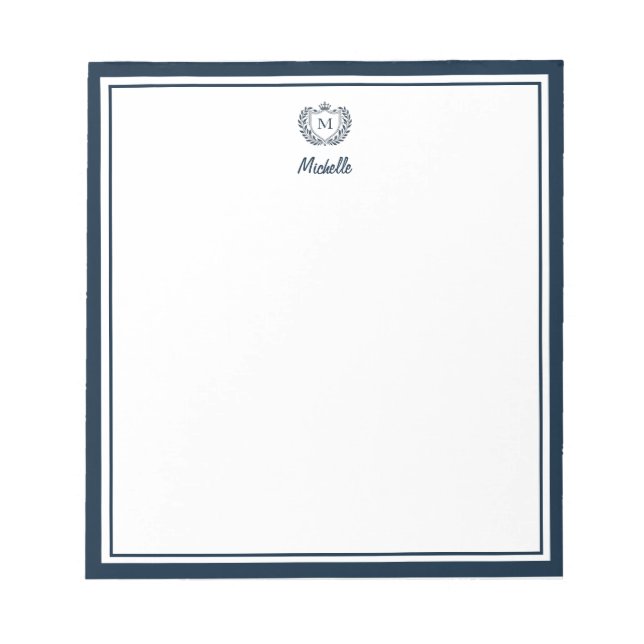 Bloc-note Nom du monogramme personnalisé Royal Crest Emblem  (Devant)