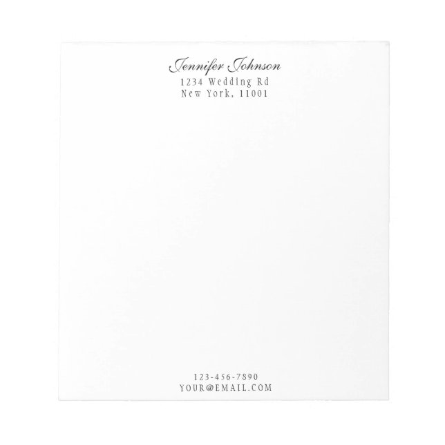 Bloc-note Nom et adresse élégants Black Modern Script (Devant)