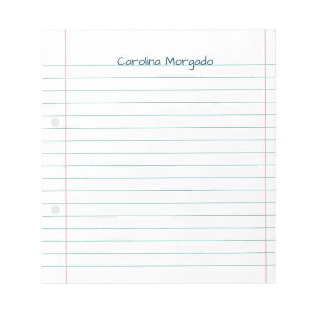 Bloc-note Nom Linked Back School Ruled Papier Enseignant Étu (Devant)