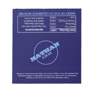 Bloc-note Nom moderne bleu de la marine Logo Favoriser les e