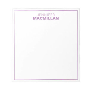 Bloc-note Nom moderne Monogramme encadré personnalisé violet
