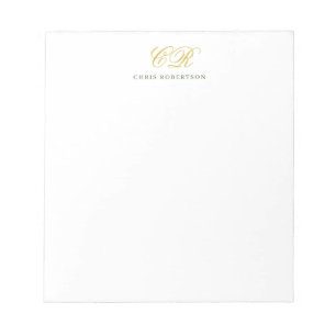 Bloc-note Nom monogramme de calligraphie couleur or noir bla