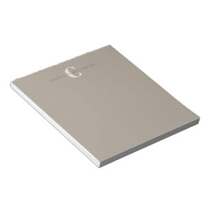 Bloc-note Nom Monogrammé Élégant Taupe Rustique Chic
