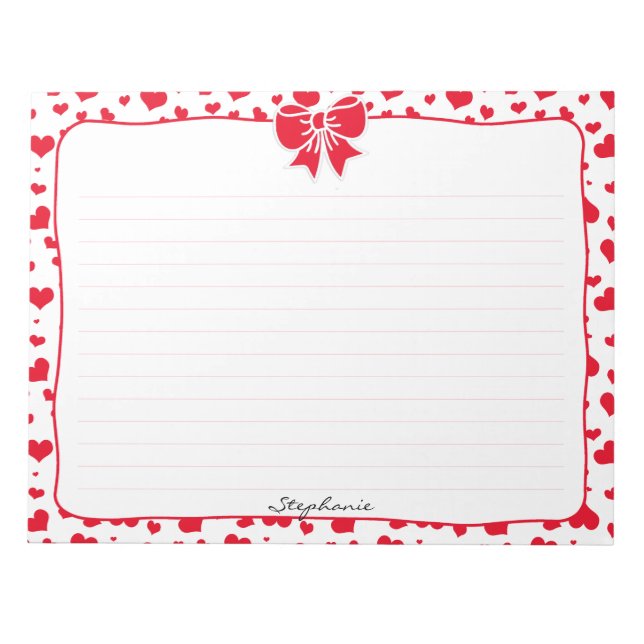 Bloc-note Nom : Motif au hasard des Coeurs rouges de Valenti (Devant)