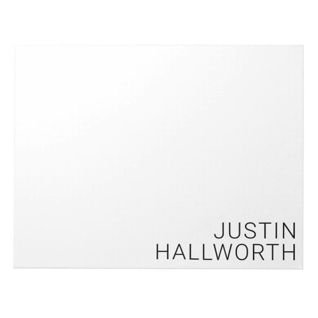 Bloc-note Nom Noir Moderne sur Fond Blanc (Devant)