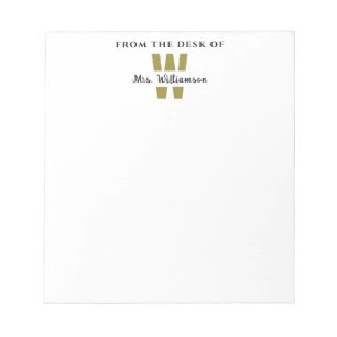 Bloc-note Nom Personnalisé De L'Enseignant Monogramme Du Bur