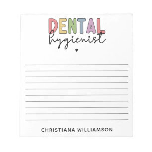 Bloc-note Nom personnalisé Dental Hygienist RDH Cadeaux