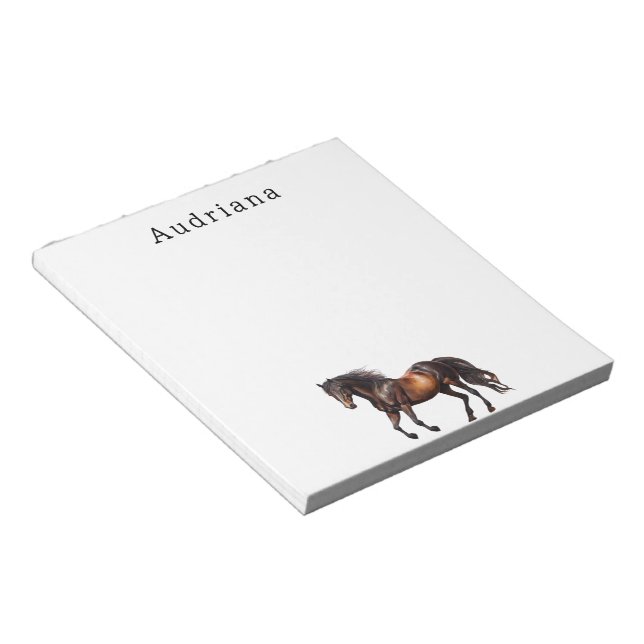 Bloc-note Nom personnalisé du cheval Brown (Incliné)