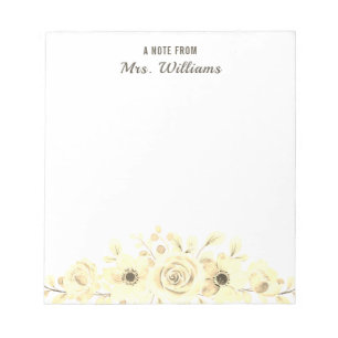 Bloc-note Nom Personnalisé Fleurs Botaniques Floral Une Note
