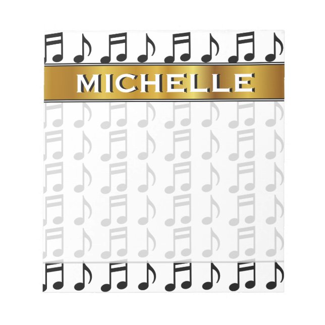 Bloc-note Nom personnalisé + grille de notes musicales Bloc- (Devant)