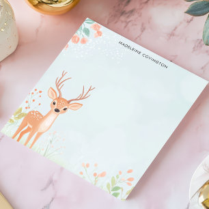 Bloc-note Nom personnalisé mignon Fawn Deer Woodland